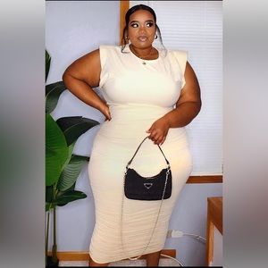 Fashion nova shoulder pad ruched dress